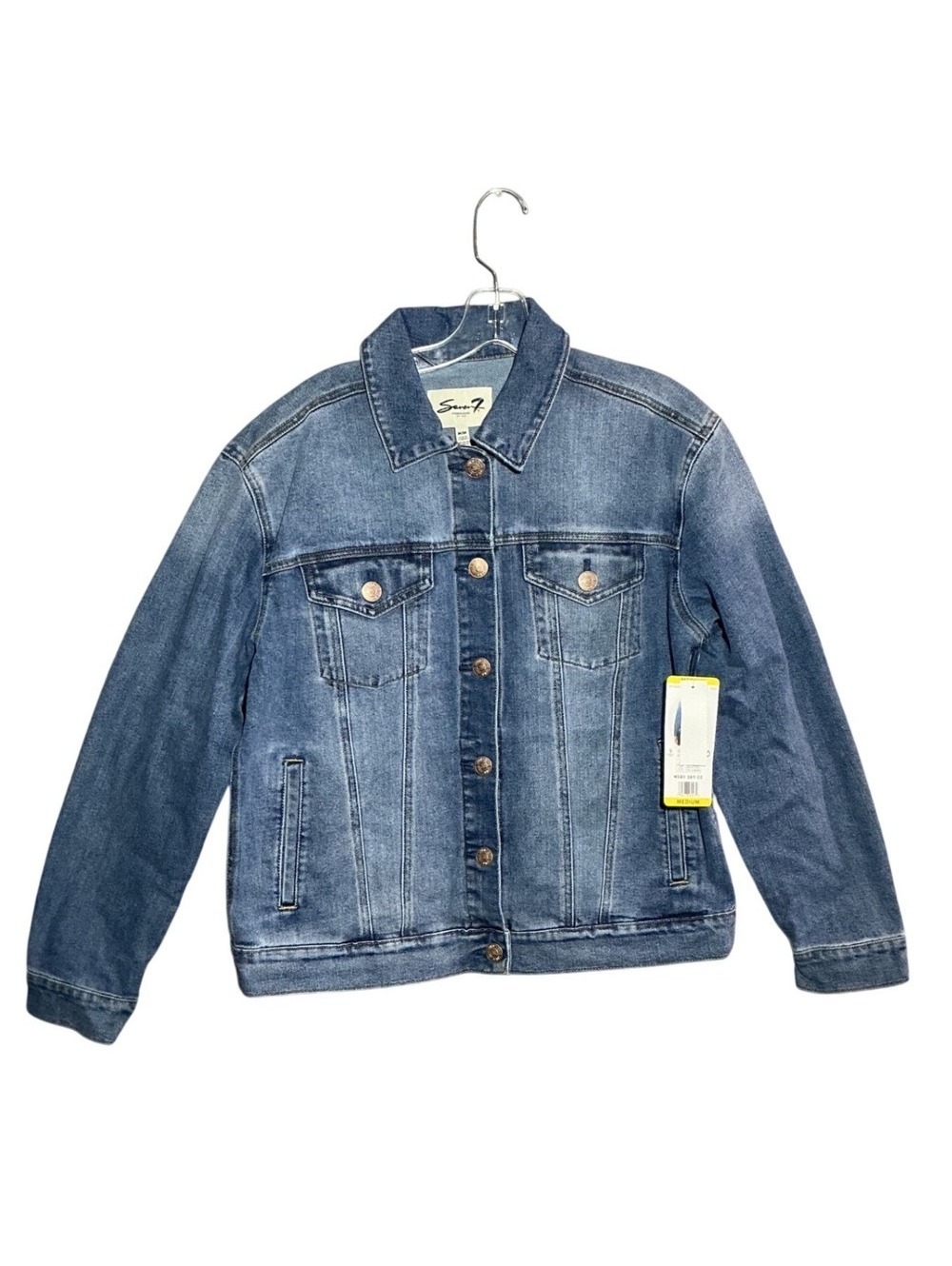 Seven 7 Woman's Denim Trucker Jacket Size Medium - Picture 3 of 7